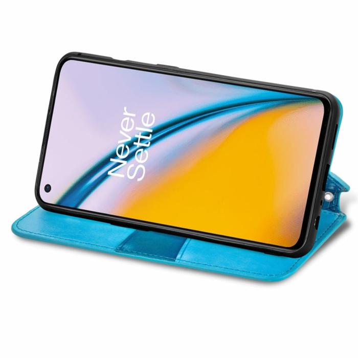 Bild 5, OnePlus Nord 2 5G - Mandala Tryckt Läder Fodral - Blå