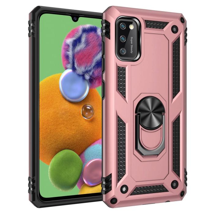 Bild 1, Samsung Galaxy A41 - Hybrid Armor Ring Skal - Roséguld