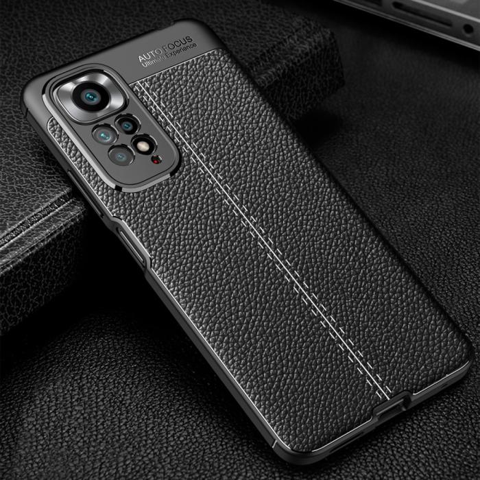 Bild 2, Xiaomi Redmi Note 11 4G Skal Litchi Textur Svart