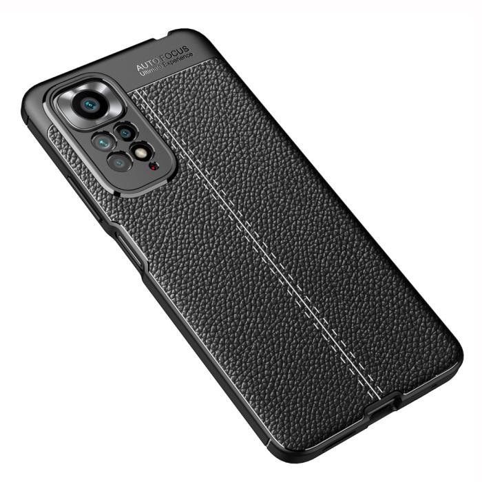 Bild 3, Xiaomi Redmi Note 11 4G Skal Litchi Textur Svart