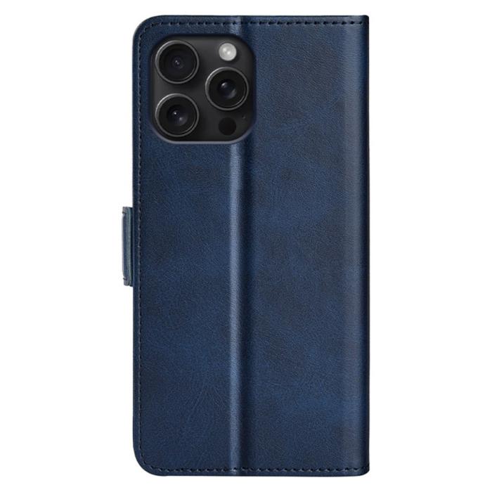 Bild 6, iPhone 16 Pro Max Fodral Flip Läder Mörk Blå