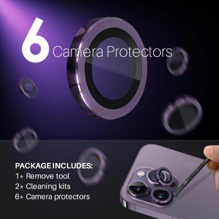 Bild 3, NORTHJO iPhone 14 Pro/Pro Max/15 Pro/Pro Max Linsskydd 2-PACK Lila