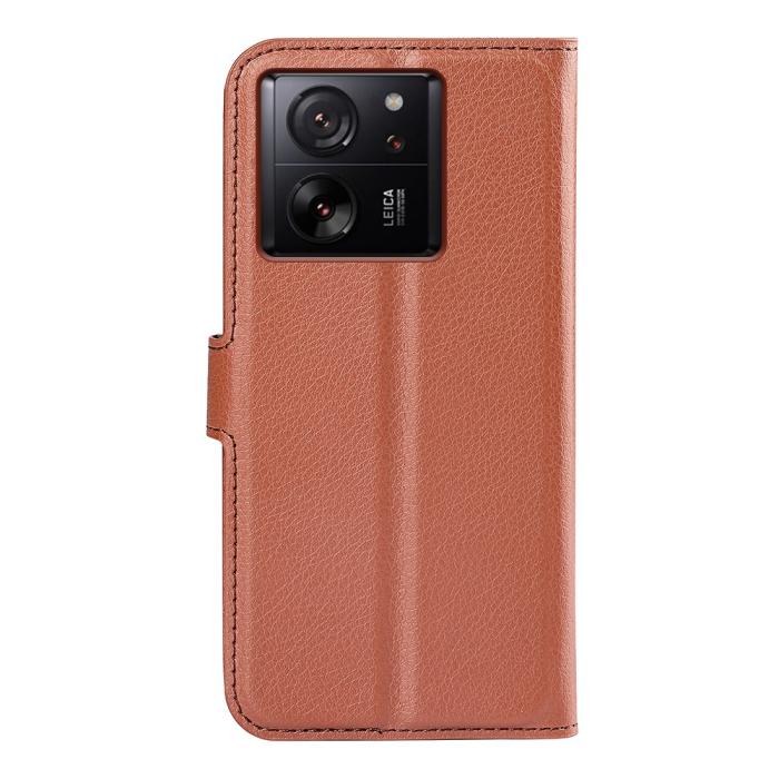 Bild 6, Xiaomi 13T / 13T Pro Fodral Litchi Läder Brun