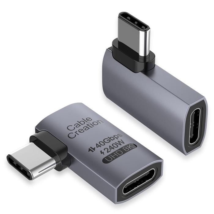 Bild 1, CableCreation USB-C Hona - USB-C Hane Adapter Grå