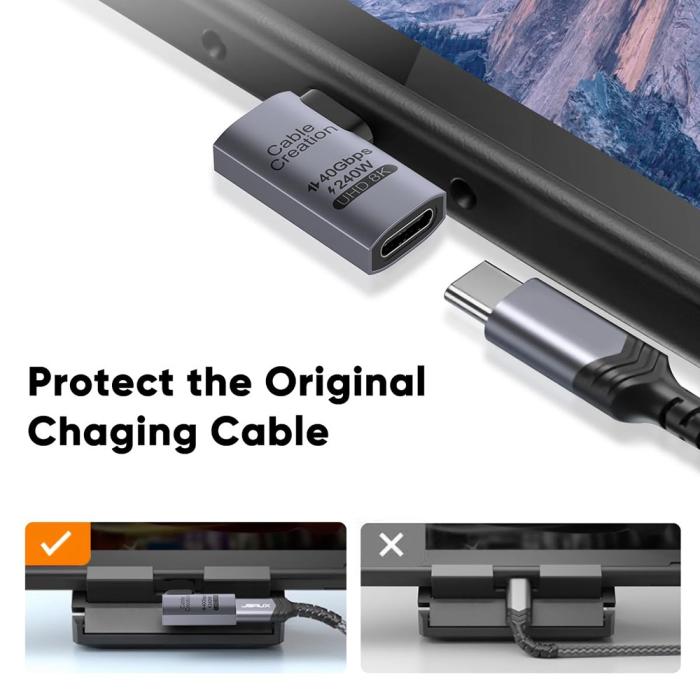 Bild 3, CableCreation USB-C Hona - USB-C Hane Adapter Grå