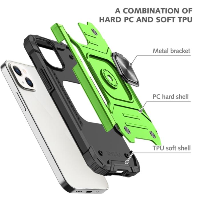 Bild 2, iPhone 14 Pro Skal Shockproof Hybrid Ring Grön