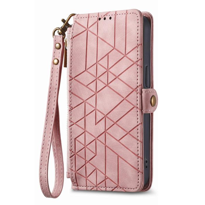 Bild 4, iPhone 15 Plus Fodral Geometri Med Snodd Rosa