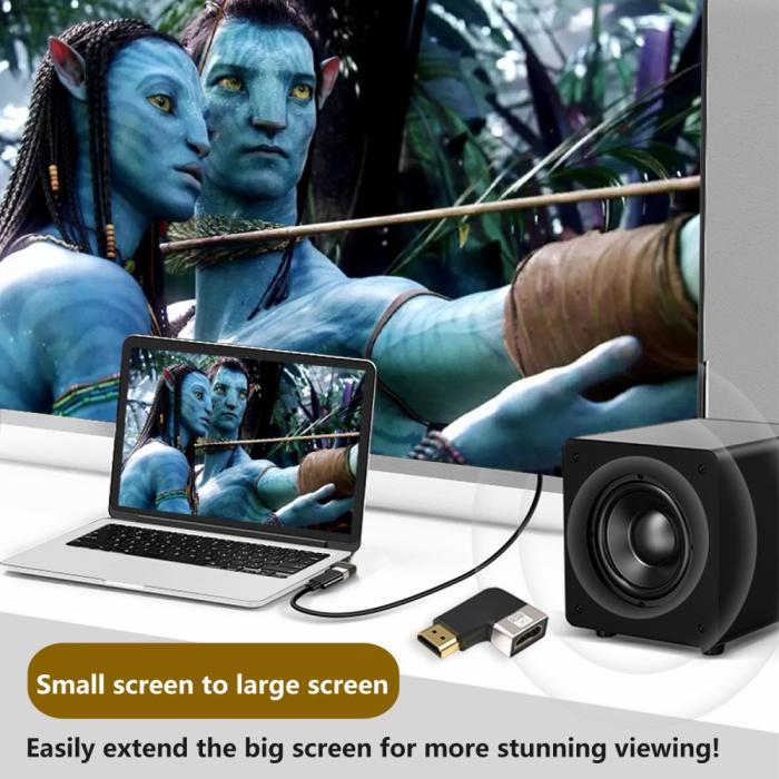 Bild 2, Högervinklad 8K 60Hz HDMI Hane - HDMI 2.1 Hona Svart