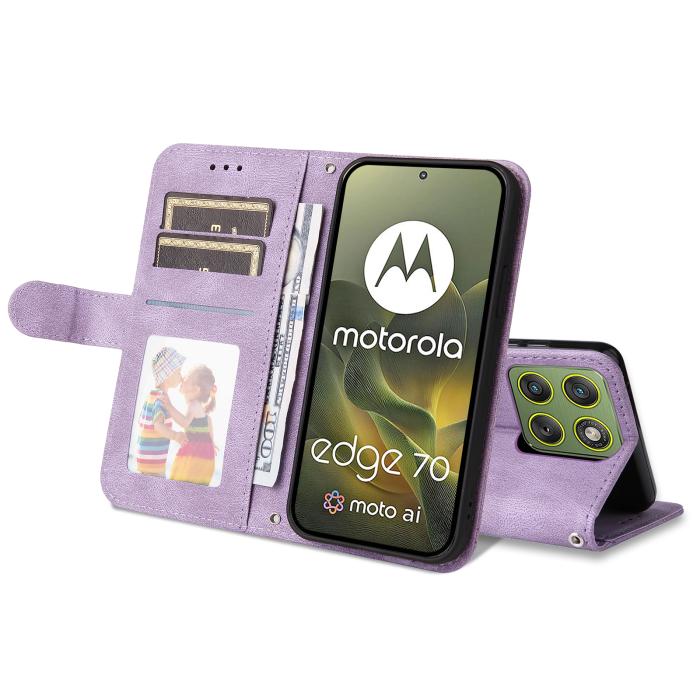 Bild 2, Motorola Edge 70 Fodral Skin Touch Läder Lila
