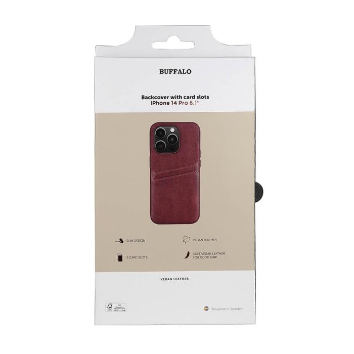 Bild 2, Buffalo iPhone 14 Pro Skal Läder Med 2 Kortfack Brun