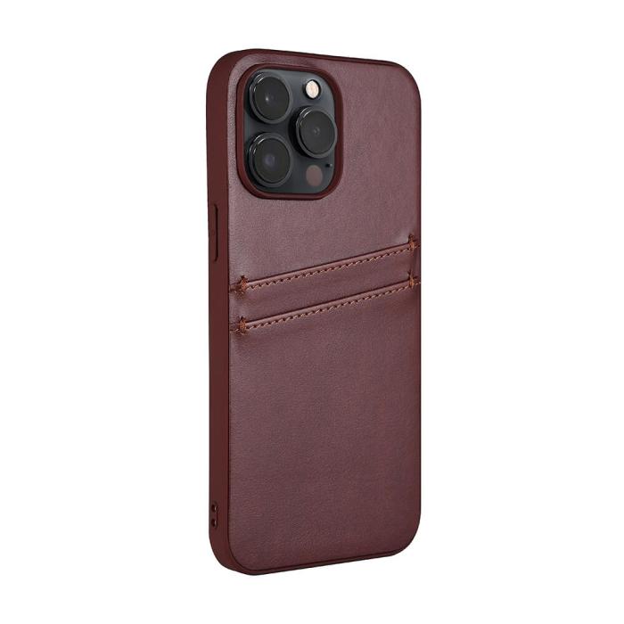 Bild 3, Buffalo iPhone 14 Pro Max Skal Läder Med 2 Kortfack Brun