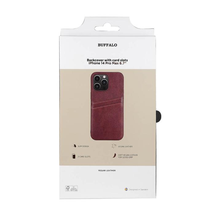 Bild 2, Buffalo iPhone 14 Pro Max Skal Läder Med 2 Kortfack Brun