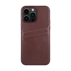Buffalo iPhone 14 Pro Max Skal L&auml;der Med 2 Kortfack Brun