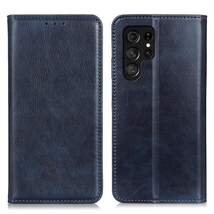 Bild 1, KHAZNEH Galaxy S23 Ultra Flip Fodral Split Läder Blå