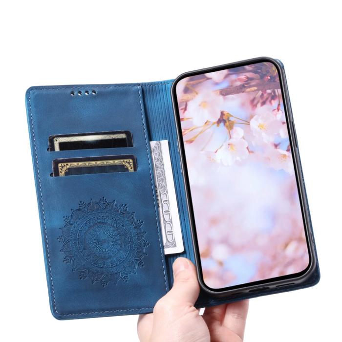 Bild 5, Samsung Galaxy A25 5G Fodral Flip Mandala Läder Blå
