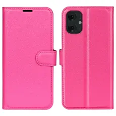 Motorola Moto G55 5G Fodral Litchi L&auml;der Rosa