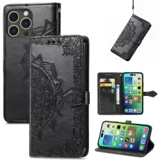 iPhone 15 Pro Fodral Mandala L&auml;der Svart