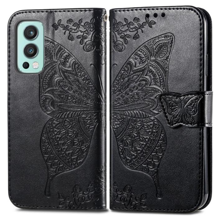 Bild 1, OnePlus Nord 2 5G - Butterfly Läder Fodral - Svart