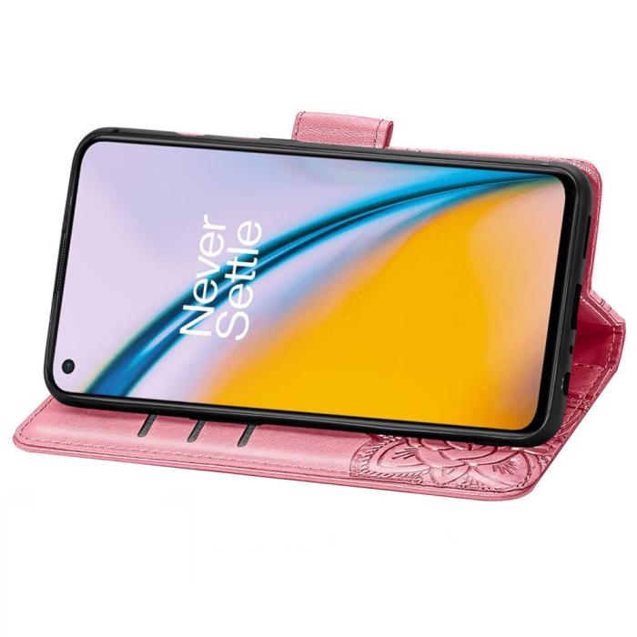 Bild 5, OnePlus Nord 2 5G - Butterfly Läder Fodral - Rosa