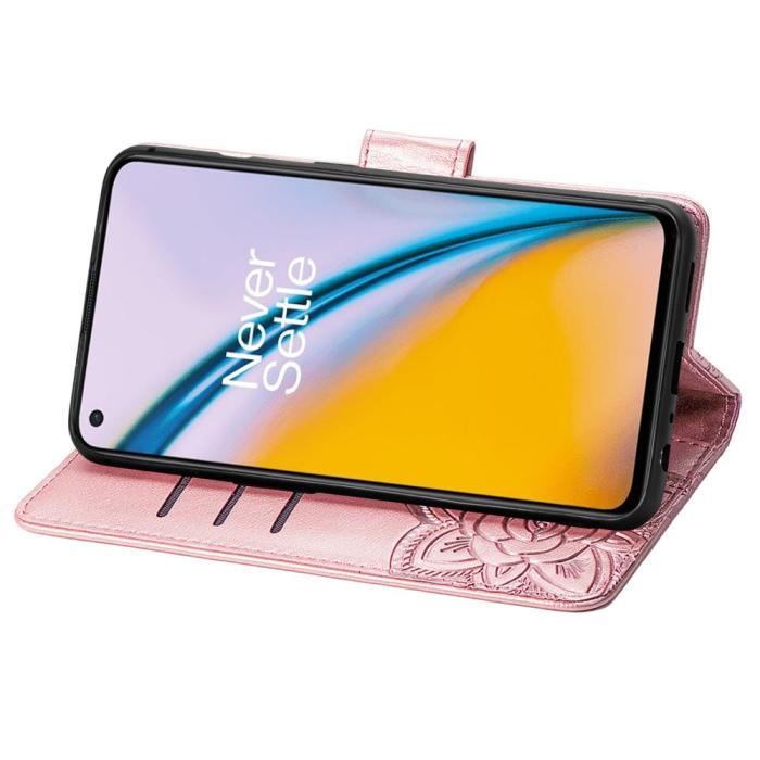 Bild 5, OnePlus Nord 2 5G - Butterfly Läder Fodral - Roséguld
