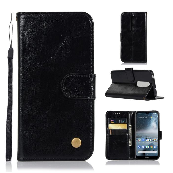 Bild 1, Nokia 4.2 - Plånboksfodral Vintage - Svart