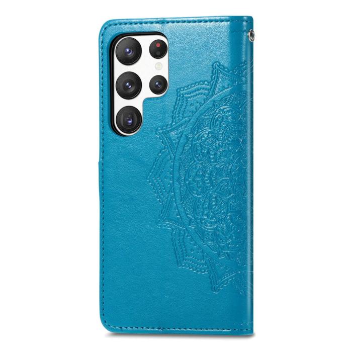 Bild 6, Samsung Galaxy S23 Ultra Fodral Mandala Läder Blå