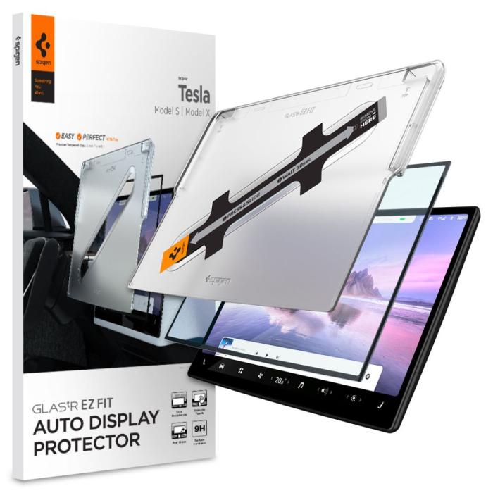 Bild 1, Spigen Tesla Model X 2022/Model S 2021 Skärmskydd GLAS.tR 