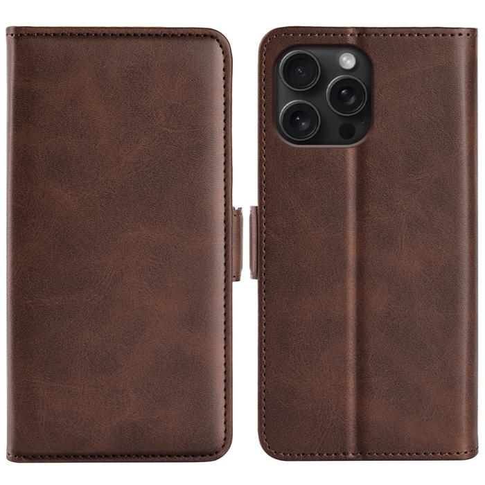 Bild 1, iPhone 16 Pro Max Fodral Flip Läder Brun