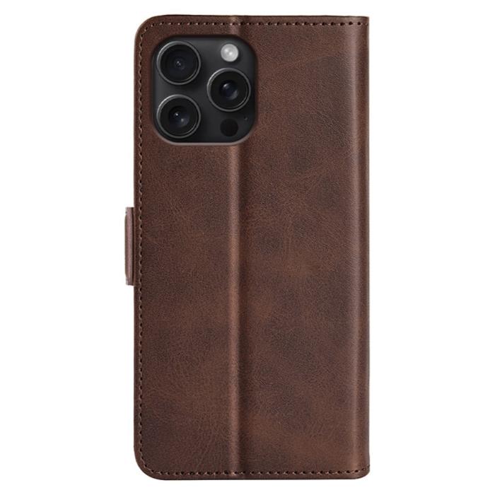 Bild 6, iPhone 16 Pro Max Fodral Flip Läder Brun