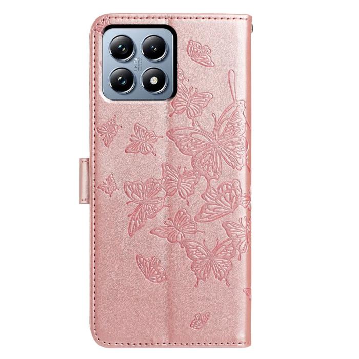 Bild 6, Xiaomi 15T Pro Fodral Med Fjäril Tryck Roséguld