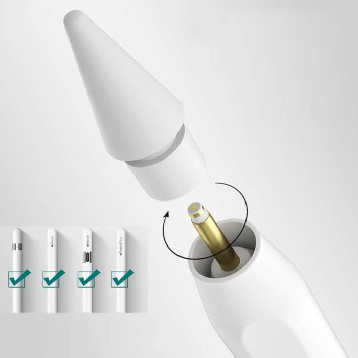 Bild 4, Tech-Protect Apple Pencil 1 / 2 4-PACK Utbytesspets Vit