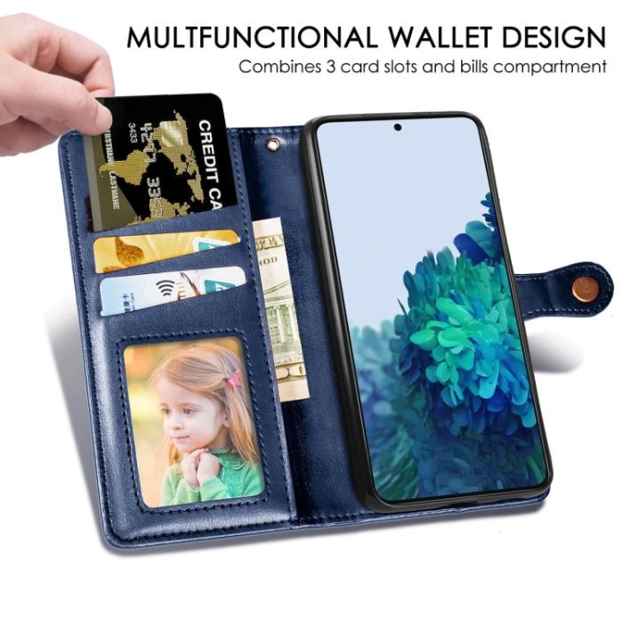 Bild 5, Samsung Galaxy S22 Fodral Solid Läder Magnetisk Mässing Blå