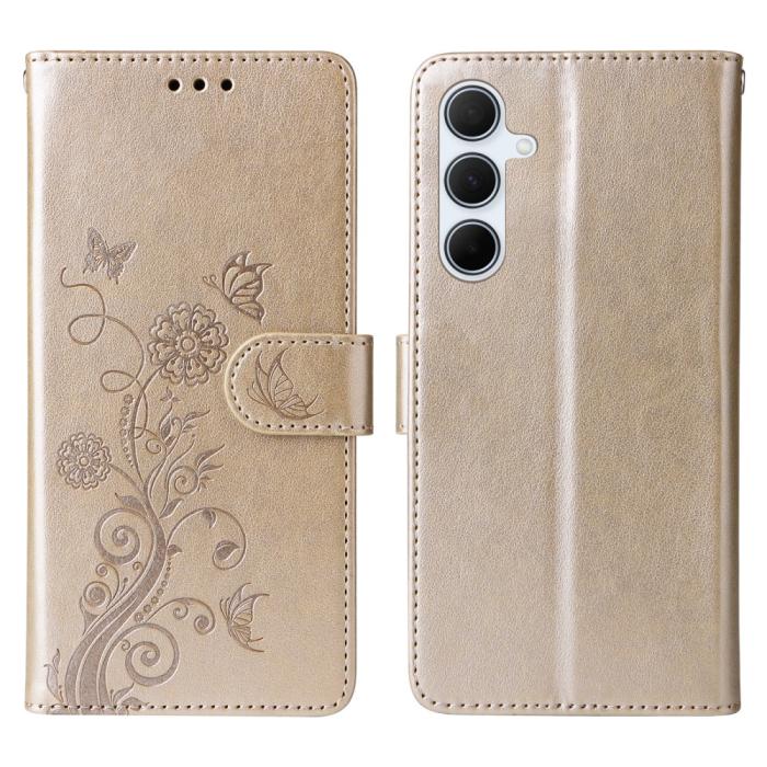 Bild 1, Samsung Galaxy A36 5G/A56 5G Fodral Med Blommigt Tryck Guld