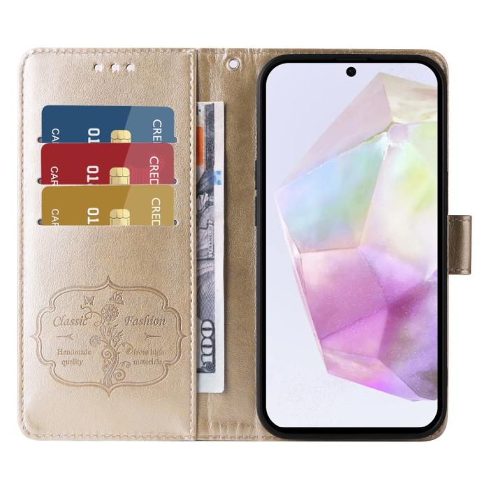 Bild 2, Samsung Galaxy A36 5G/A56 5G Fodral Med Blommigt Tryck Guld