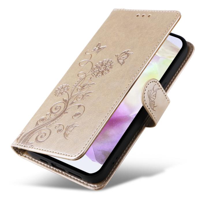 Bild 5, Samsung Galaxy A36 5G/A56 5G Fodral Med Blommigt Tryck Guld