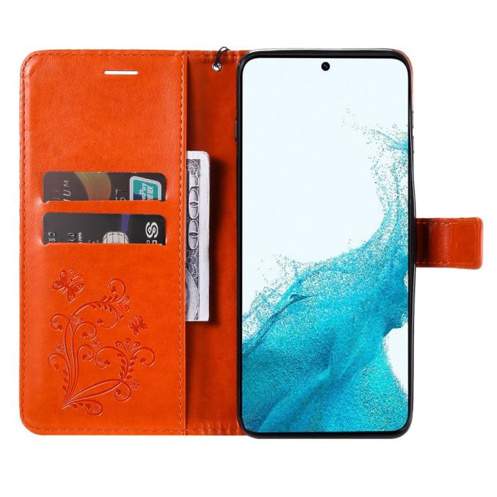 Bild 2, Samsung Galaxy S23 FE Fodral Tryckta Fjärilar Orange