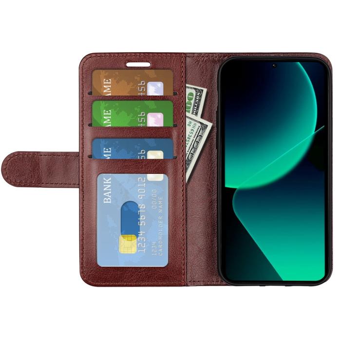 Bild 2, Xiaomi 13T / 13T Pro Fodral Crazy Horse Läder Brun