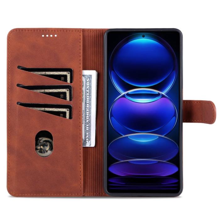 Bild 2, AZNS Xiaomi Redmi Note 12 Pro 5G Fodral Retro Läder Brun
