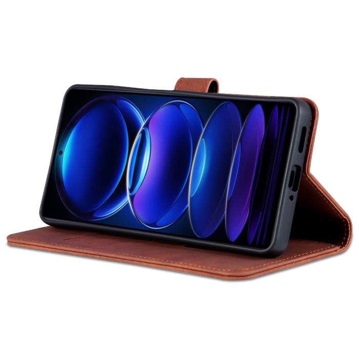 Bild 3, AZNS Xiaomi Redmi Note 12 Pro 5G Fodral Retro Läder Brun