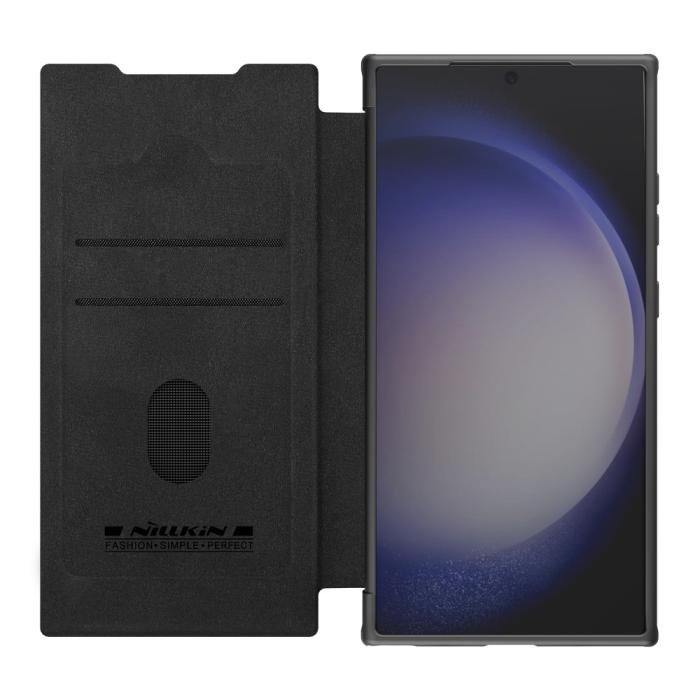 Bild 2, NILLKIN Galaxy S24 Plus Fodral Qin Läder Cam Kickstand Litchi Svart