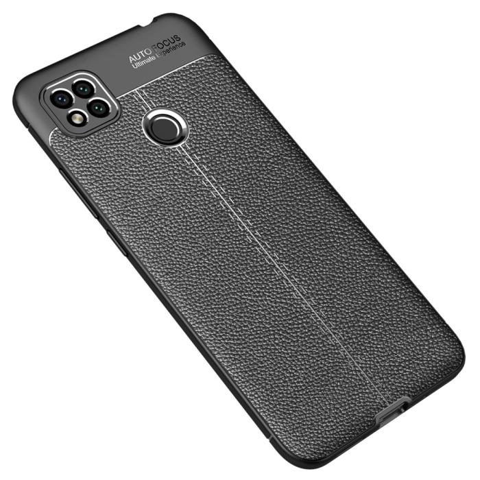 Bild 2, Xiaomi Redmi 9C Skal Litchi Textur Svart