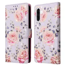 Samsung Galaxy A17 Fodral RFID L&auml;der Rosa Blommor