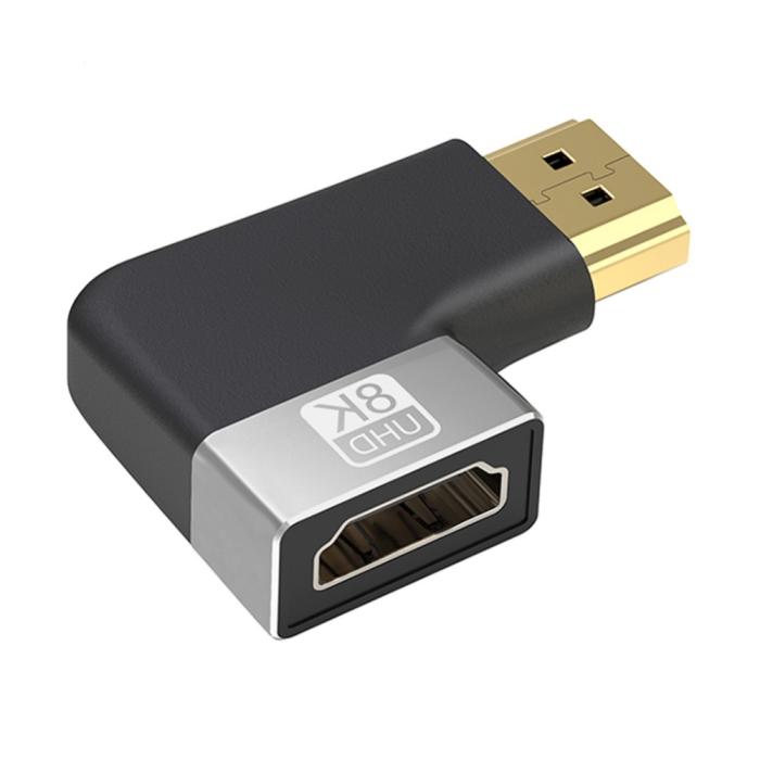 Bild 1, Vänstervinklad 8K 60Hz HDMI Hane - HDMI 2.1 Hona Svart