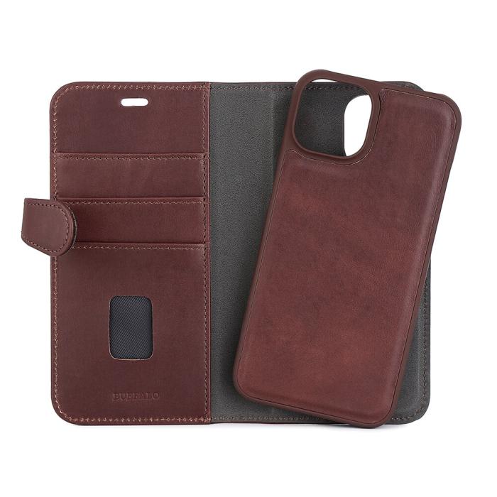 Bild 4, Buffalo iPhone 14 / 13 Fodral 2in1 Magnet / Skal Brun