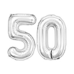 Sifferballong 50 År 40 cm Silver
