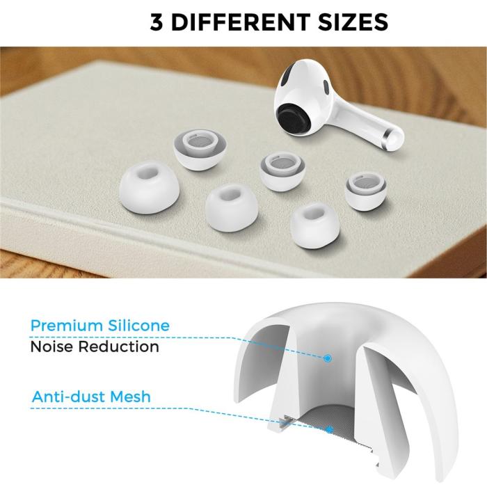 Bild 2, AHASTYLE 3-PACK AirPods Pro 2/1 Öronpluggar Silikon Vit