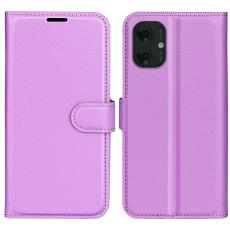 Motorola Moto G55 5G Fodral Litchi L&auml;der Lila