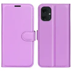 Motorola Moto G55 5G Fodral Litchi L&auml;der Lila