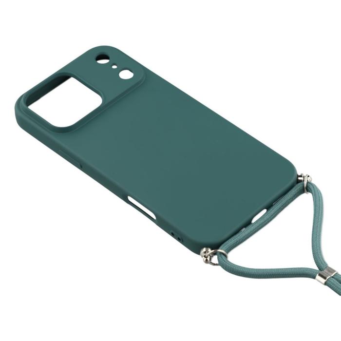 Bild 3, iPhone 17 Pro Skal Med Mobilsnöre TPU Mörk Grön