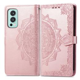 OnePlus Nord 2 5G - Mandala Läder Fodral - Roséguld